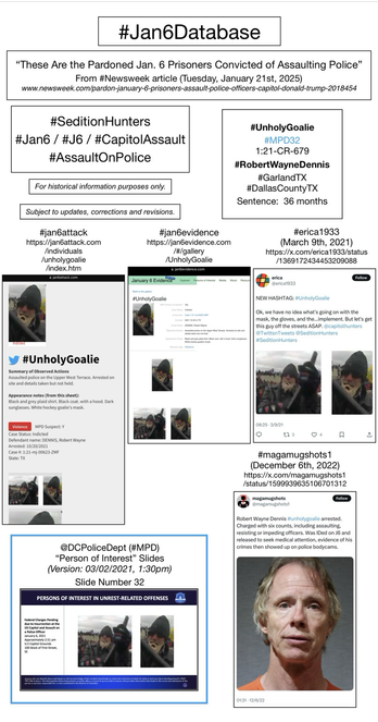 Photos and information about convicted January 6th rioter Robert Wayne Dennis (Garland, Texas).