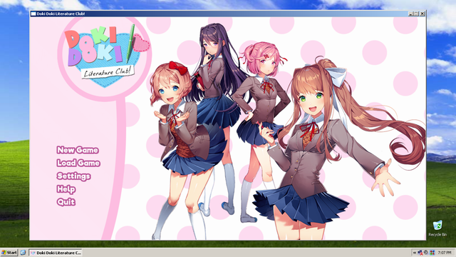 Doki Doki Literature Club running on Windows XP