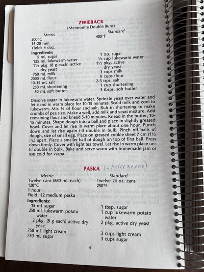 Two recipes, one for Zwieback and the other for Paska (EASTERBREAD)