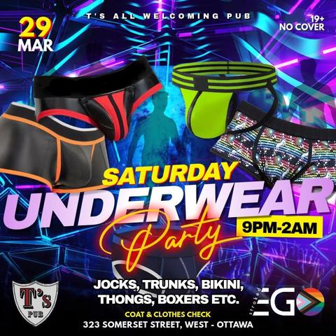 #Underwear Night with DJ Tony Cox @ 9 PM! #LGBTQIA #2SLGBTQIA Visit @stroked_ego if you need a new pair! Ottawa 323 Somerset St, West
