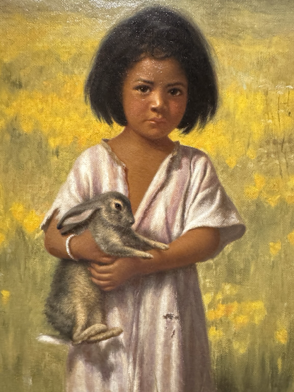 closeup of the girl holding the jackrabbit