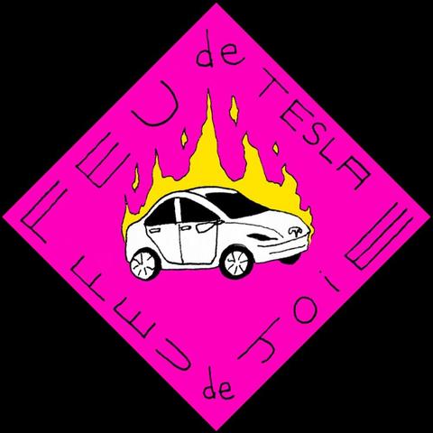 Le même dessin mais tourné à 45 degrés, avec un fond carré rose flashy et noir derrière.