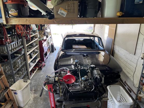 Rear view of 1964 Corvair fit into tiny garage
