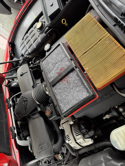 A comparison of my old air filter, and the new K&N air filter. Needless to say the new one is cleaner!