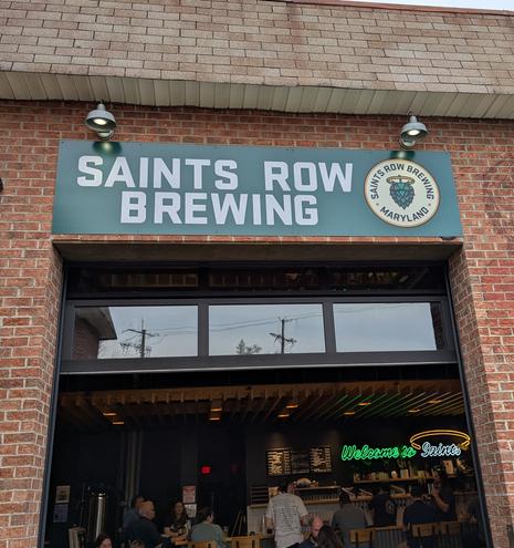 Picture of the entrance to Saints Row Brewing, who are serving as an official watch party location for the rugby team Old GloryDC.
