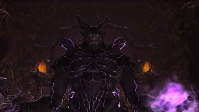 A screenshot from Final Fantasy XI.  Shadow Lord now has purple lines across him, similar to Metroid Prime when it is vulnerable to Samus Aran's wave beam.
