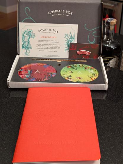 The gift box, open to show contents.