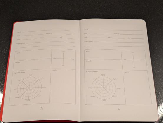 The inside of The Tasting Journal
