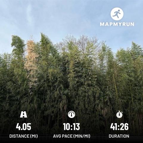 MAPMYRUN A 4.05 DISTANCE (MI) 10:13 AVG PACE (MIN/MI) 41:26 DURATION