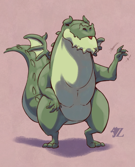 A full body shot of Dug waving to his new adoring fans, even doing a little blep. The younger dragons say that people REALLY love the blep.