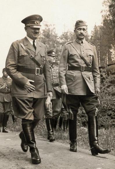 Mannerheim having a walk with Hitler.