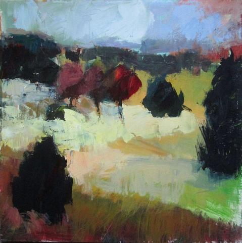 Original expressionist canvas square painting of a field full of colors, by Janet Dyer.

Note: Discounts and sales do not apply to original artwork.