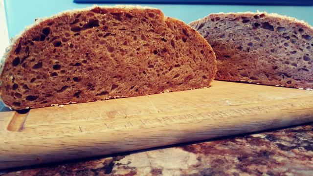 A close view of the structure of the cut loaf