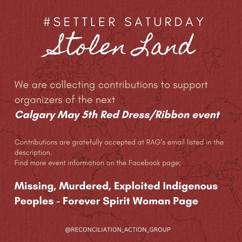 #SettlerSaturday #treaty7   Donate your empty bottles with this link  https://app.skipthedepot.com/reconciliation  Or send funds directly to; reconciliationactiongroupyyc@gmail.com  May 5th Red Dress / Ribbon Event https://www.facebook.com/profile.php?id=100066680443225  Go Fund Me Link for victim with life altering injuries from Calgary Garbage Truck https://www.gofundme.com/f/support-for-samantha-victim-of-yyc-garbage-truck-incident  This is Treaty 7 territory  #communitycare #settlersaturday #mutualaidsaveslives