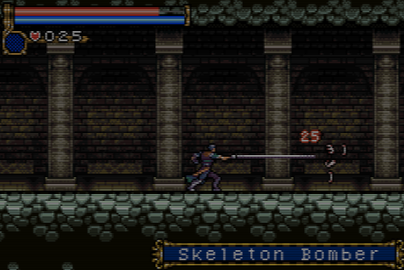 Image from the linked post- Castlevania: Circle of the Moon, played indoors on a cloudy day. The background and foreground are barely distinguishable
