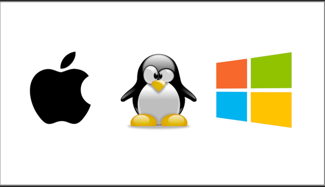 Mac, Linux and Winblows logos.