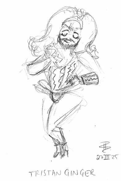 Pencil sketch of burlesque performer