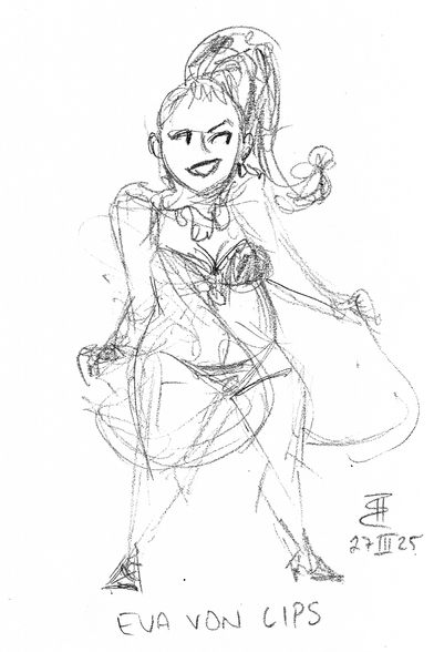Pencil sketch of burlesque performer