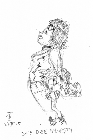 Pencil sketch of burlesque performer