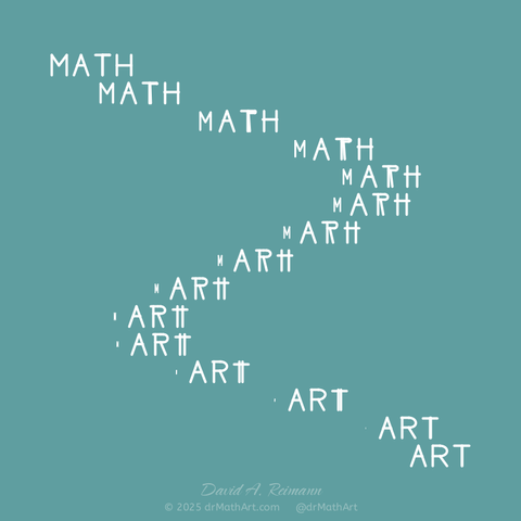 The word MATH is transformed into the word ART along a meandering path from the top left to bottom right.