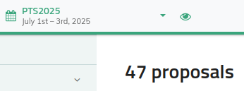 screenshot of the PTS25 call for papers portal showing the number of proposals for this year: 47