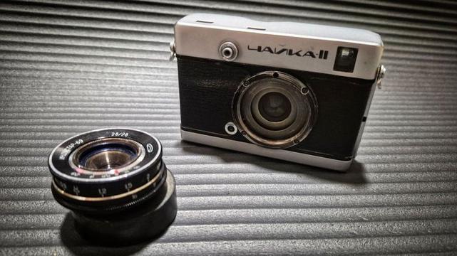 The Soviet made half-frame Chaika II with detachable lens.