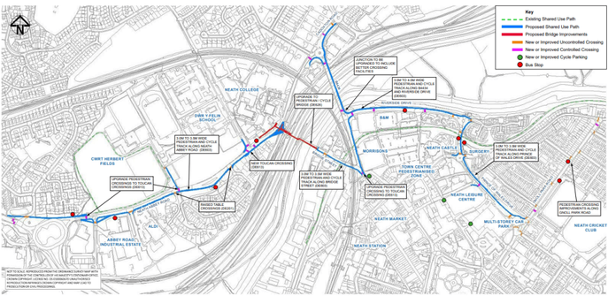 Proposed Neath Town Centre Active Travel improvements (Image: Neath Port Talbot Council)