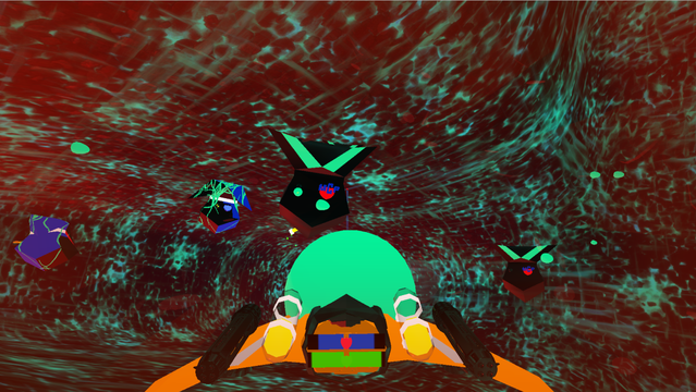 Evil nanobots attack a microscopic ship inside an infected human body from the video game "Cell Sword"