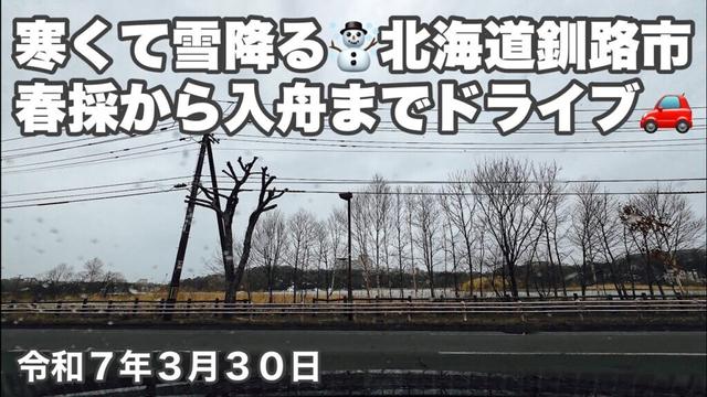 🥶寒くて雪降る買い物の帰り道☃️北海道釧路市春採から入舟までドライブしました🚗令和7年3月30日DJIOSMOACTION4で4K撮影