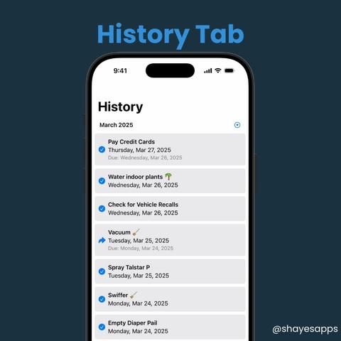 History tab screenshot