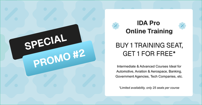 Buy 1 IDA Pro training seat, and get 1 for Free.