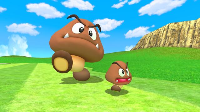 Big Goomb and a regular sized Goomba.