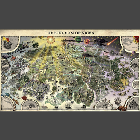 Large continent scale fantasy map