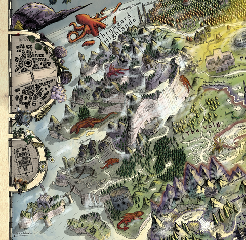 Zoom in on west coast of fantasy map