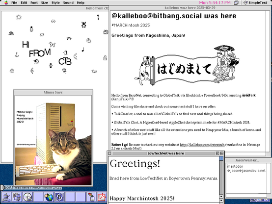 Picture of the desktop of my 6500 showing all the greetings I've received to the dropbox since March 16th