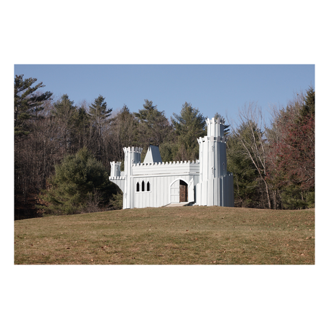 am empty flimsy castle on a near ridge