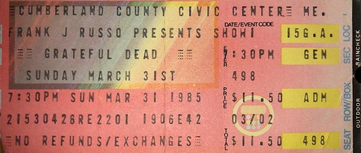 ticket for Grateful Dead at Cumberland County Civic Center