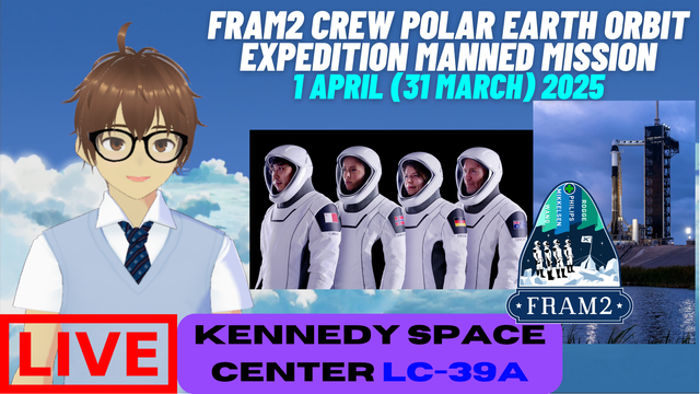 Daniel Suguwa, an indie VTuber, showing the thumbnail for the stream of Fram2 crew polar Earth orbit expedition manned mission.