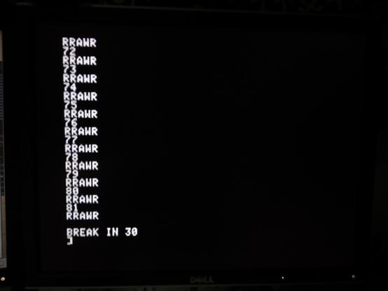 Result from Applesoft BASIC program, display RRAWR follow by number in n+1.