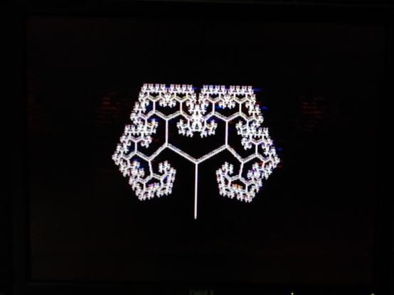 Result from a tree drawing program on Apple II written in Applesoft BASIC.