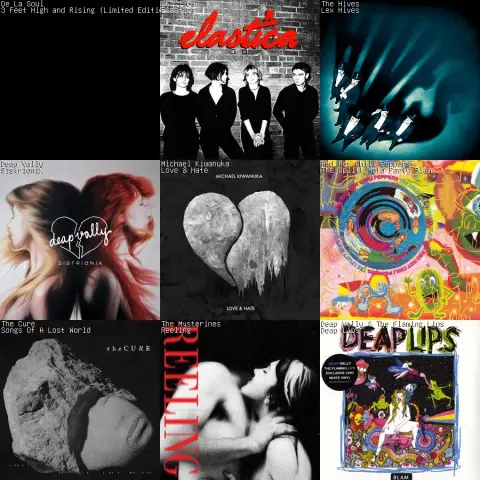 A grid of the covers of the nine albums that I've listened to the most this last month.