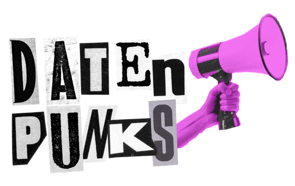 das Logo der Datenpunks mit Erpresser:innenschrift und Megaphon