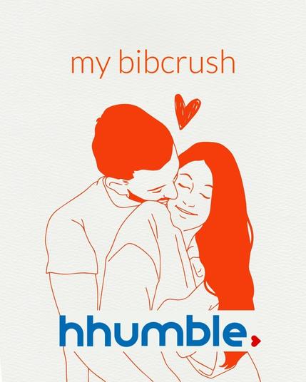 Grafik eines umschlungenen Paars mit Herzchen über den beiden. Darüber steht: my bibcrush. Darunter ist das HHUmble Logo zu sehen, das sich an das HHU-Logo anlehnt.