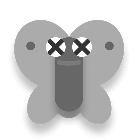 The linwood butterfly note taking app icon in gray scale and dead eyes