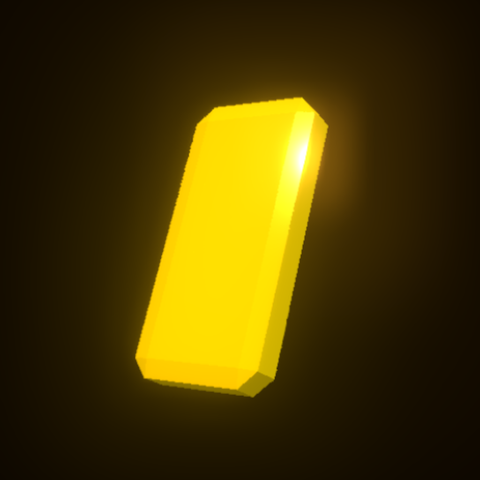 A 3D rendering of a large gold brick on a plain black background. It's very shiny.
