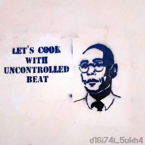 Stencil graffiti: ""Let's cook with uncontrolled beat."

Found in Pavia, Italy.