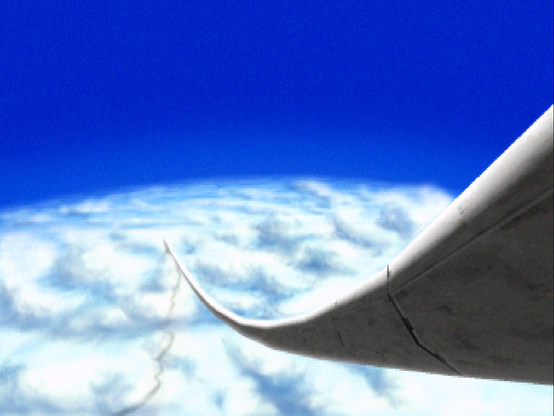a cable coming from Earth and going beyond the clouds