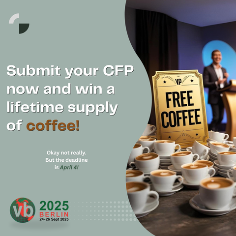 Submit your CFP now and win a lifetime supply of coffee! 
Okay not really. But the deadline is April 4!