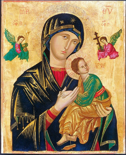 Religious icon of Maria and Jesus