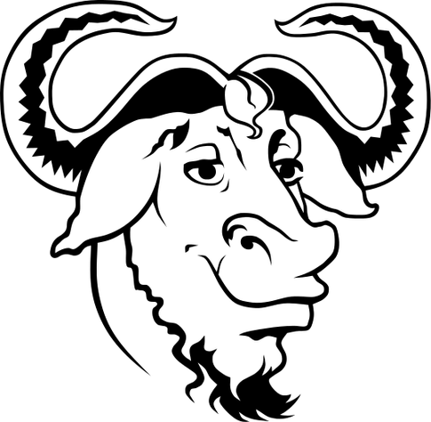 A bold-lined gnu head